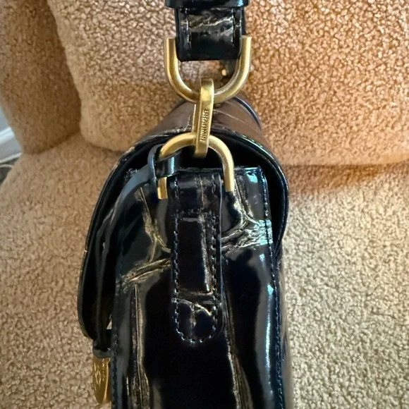 Elegant Brahmin 100% Leather Black and Gold Croc-Embossed Women's Bag - Picture 7 of 12